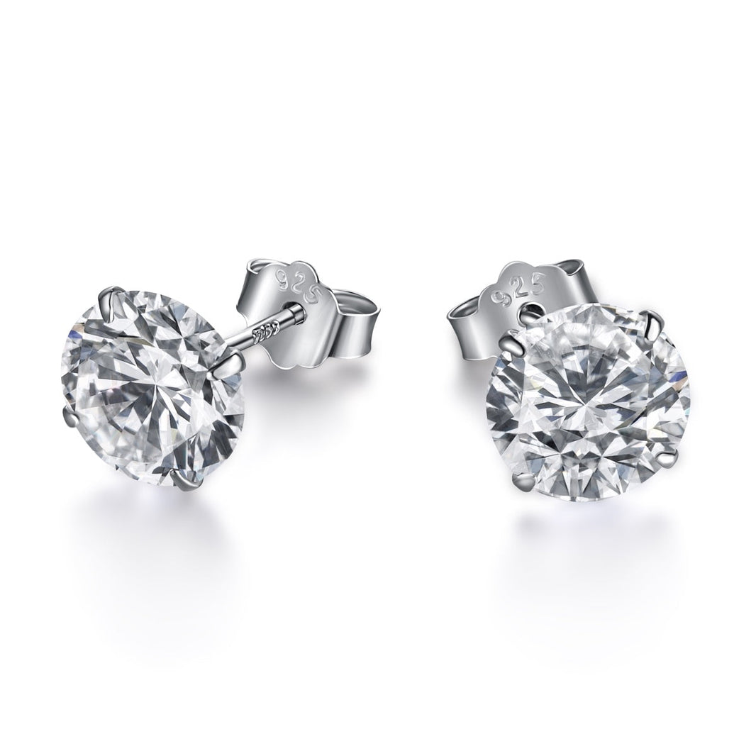[LUCKY LOVE]Stylish Shiny Round Center Stone Stud Earrings