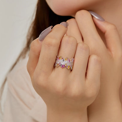 [LUCKY LOVE]Luxurious Colorful Radiant Cut Daily Ring