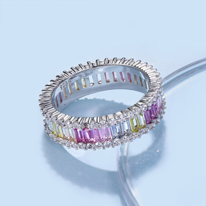 [LUCKY LOVE]Dainty Kaleidoscopic Emerald Cut Daily Ring