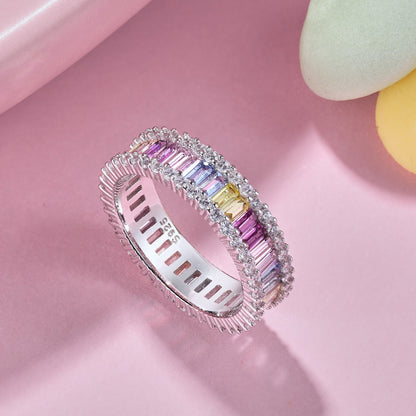 [LUCKY LOVE]Dainty Kaleidoscopic Emerald Cut Daily Ring