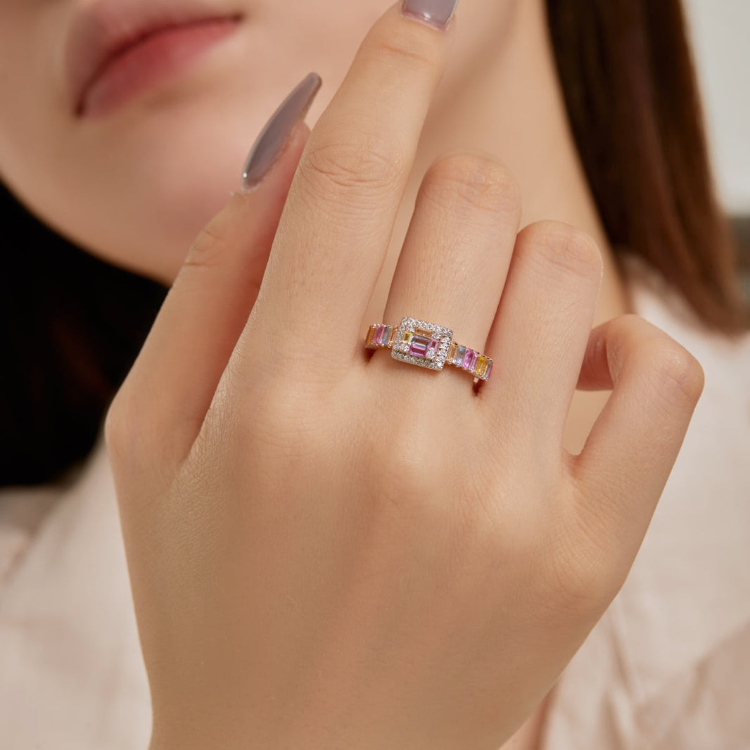 [LUCKY LOVE]Exquisite Colorful Radiant Cut Party Ring