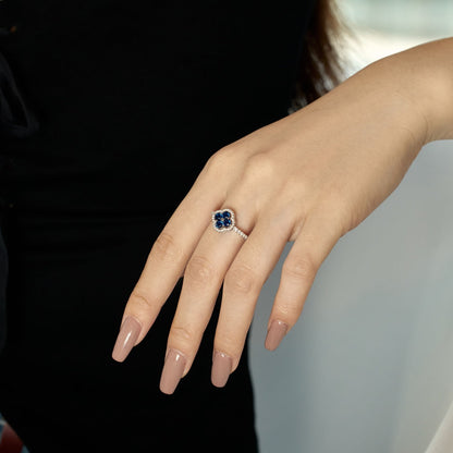 [LUCKY LOVE]Four Leaf Clover Flower Design Ring