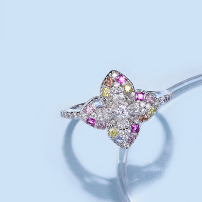 [LUCKY LOVE]Luxurious Colorful Flower Shape Banquet Ring