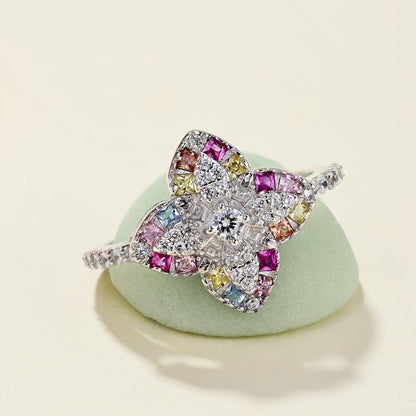 [LUCKY LOVE]Luxurious Colorful Flower Shape Banquet Ring