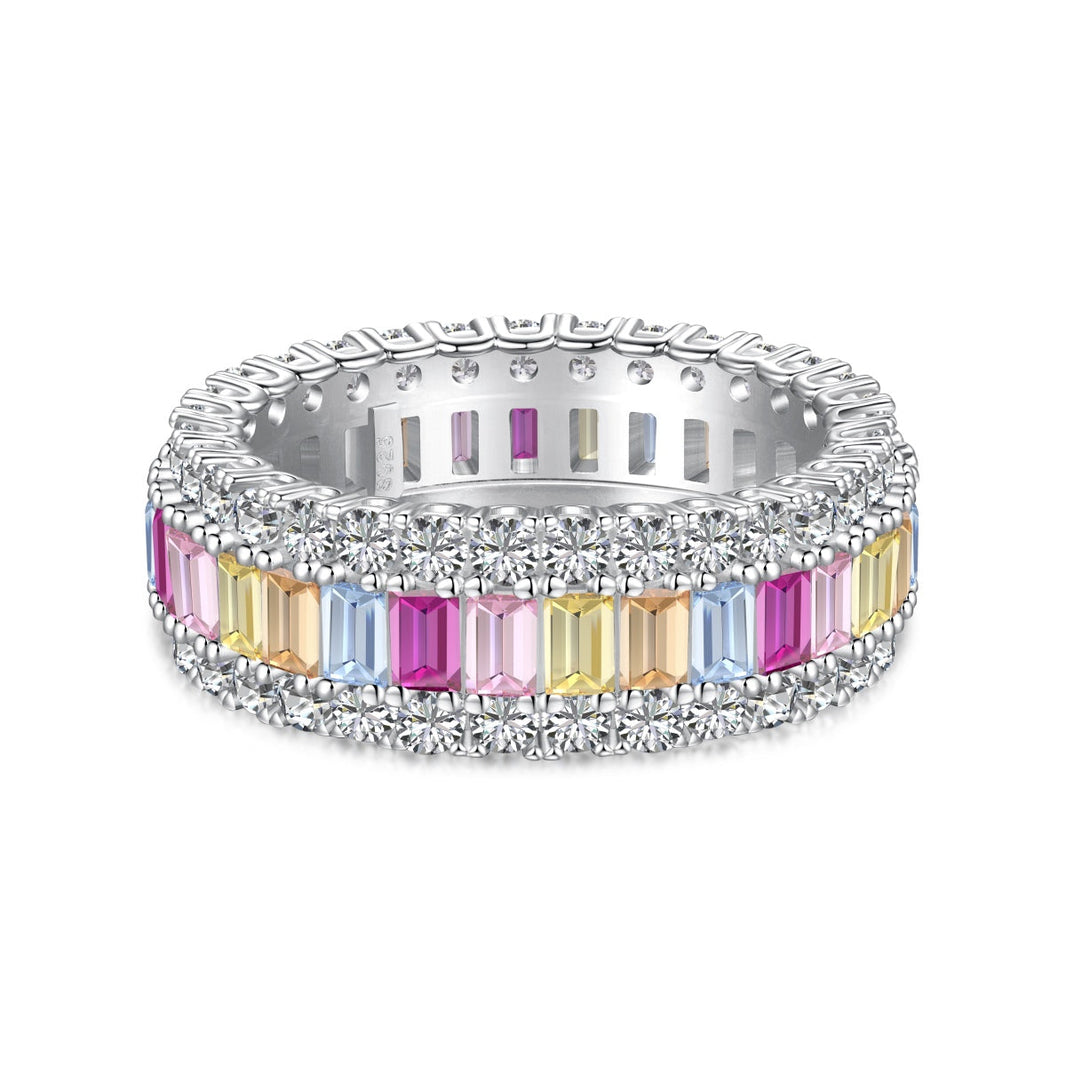 [LUCKY LOVE]Dainty Colorful Radiant Cut Daily Ring