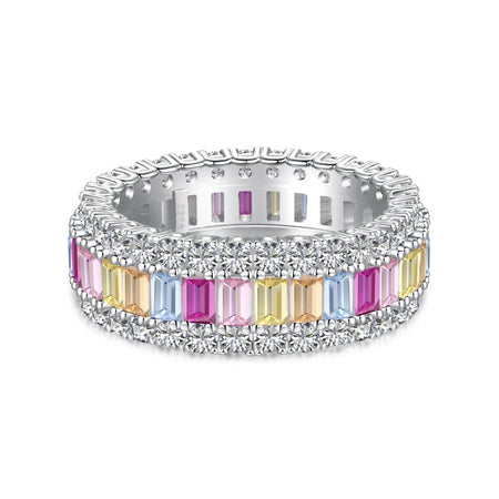 [LUCKY LOVE]Dainty Colorful Radiant Cut Daily Ring