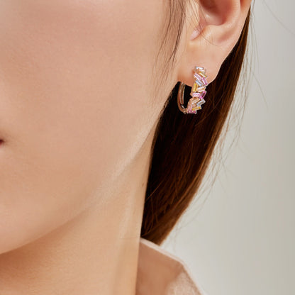 [LUCKY LOVE]Dazzling Colorful Emerald Cut Daily Earrings