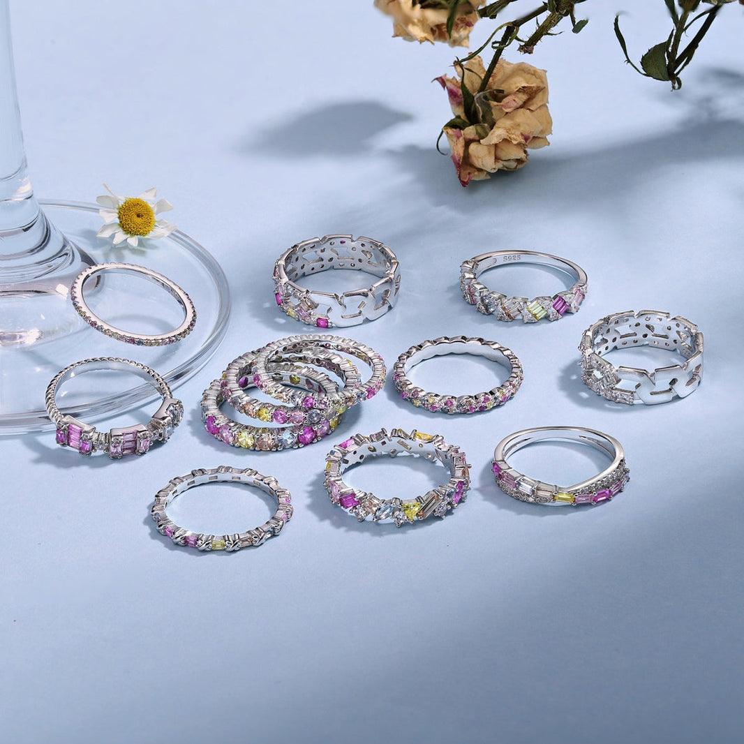[LUCKY LOVE]Dazzling Lustrous Round Cut Tennis Ring