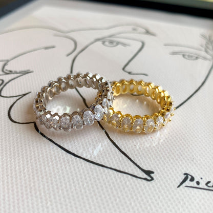 [LUCKY LOVE]Ornate Oval Cut Tennis Ring
