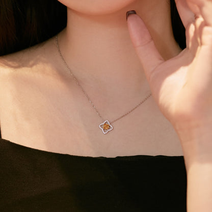 [LUCKY LOVE]Exquisite Flower Shape Princess Cut Necklace