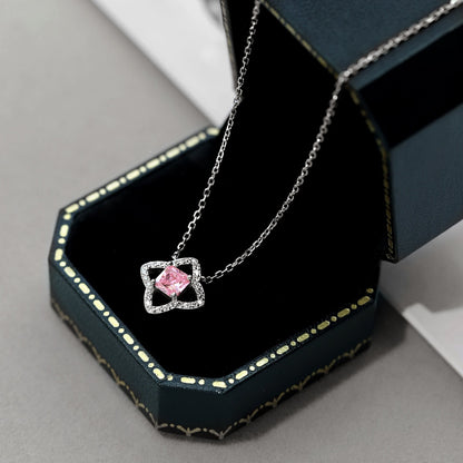 [LUCKY LOVE]Exquisite Flower Shape Princess Cut Necklace