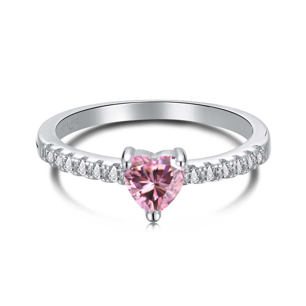 [LUCKY LOVE]0.5 Carat CaratEternity Charming Heart Shape Lover Ring