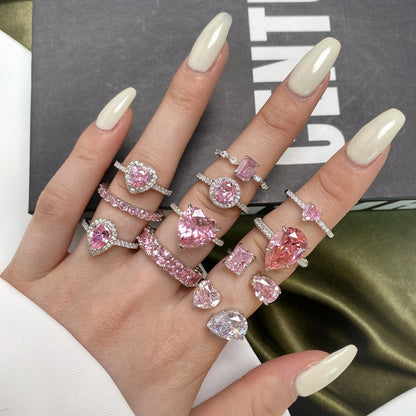 [LUCKY LOVE]0.5 Carat CaratEternity Charming Heart Shape Lover Ring