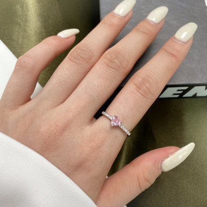 [LUCKY LOVE]0.5 Carat CaratEternity Charming Heart Shape Lover Ring