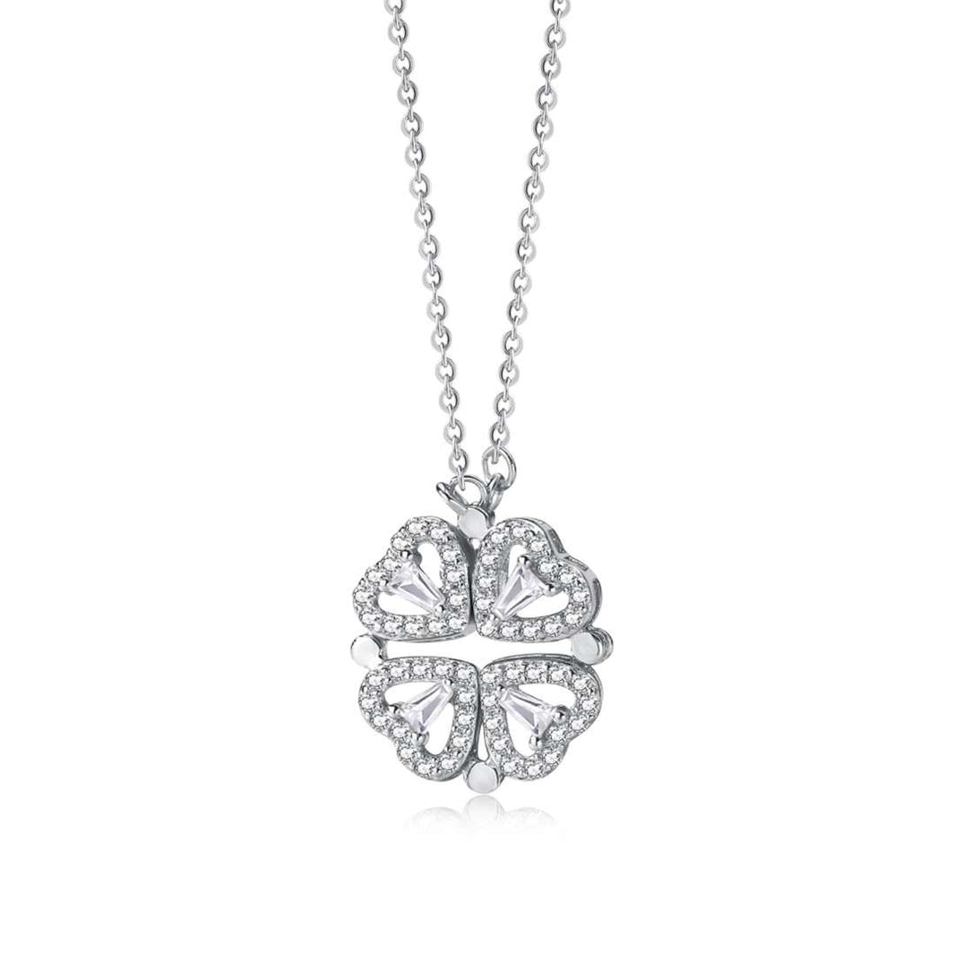 [LUCKY LOVE]Ornate Heart Cut Flower Shape Necklace
