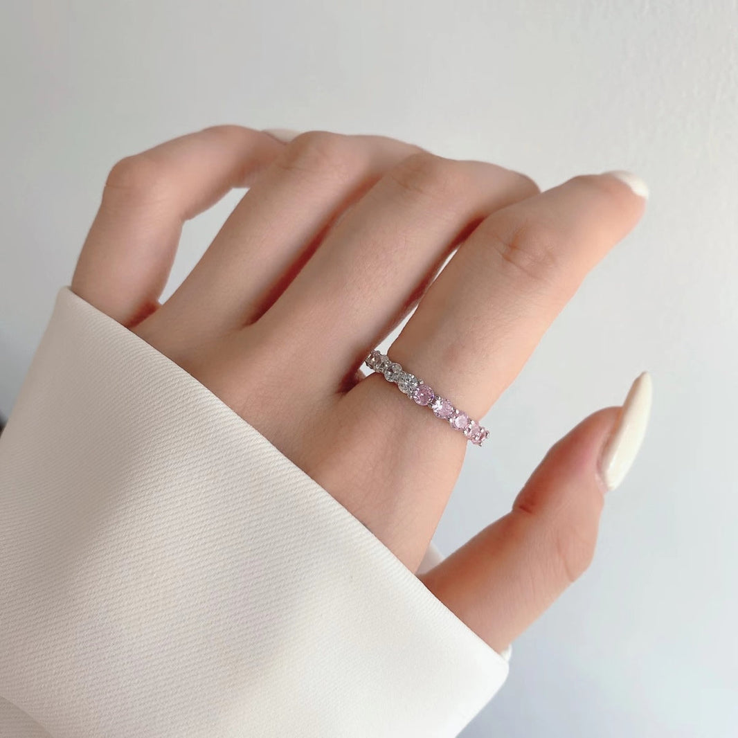 [LUCKY LOVE]Sparkling Round Cut Tennis Ring