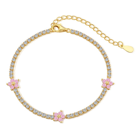 [LUCKY LOVE]Sparkling Flower Shape Tennis Bracelet