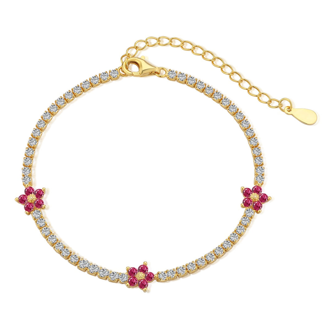 [LUCKY LOVE]Sparkling Flower Shape Tennis Bracelet