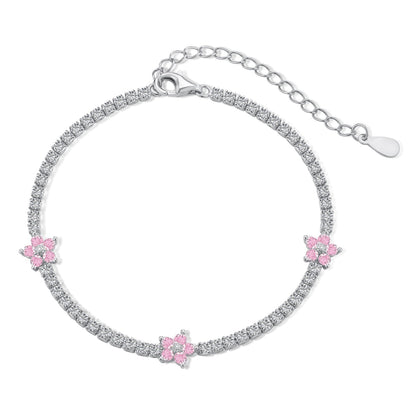 [LUCKY LOVE]Sparkling Flower Shape Tennis Bracelet