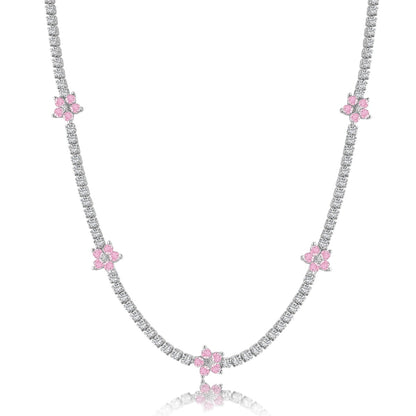 [LUCKY LOVE]Luxurious Colorful Flower Tennis Necklace