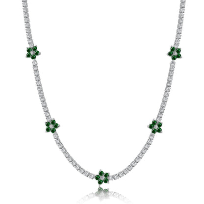 [LUCKY LOVE]Luxurious Colorful Flower Tennis Necklace