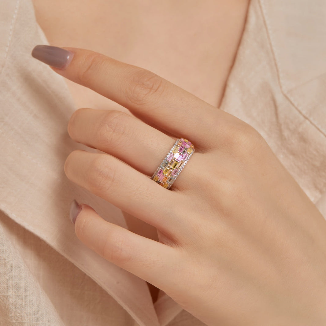 [LUCKY LOVE]Radiant Colorful Radiant Cut Daily Ring