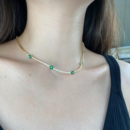 [LUCKY LOVE]Luxurious Colorful Flower Tennis Necklace