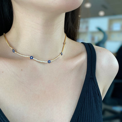 [LUCKY LOVE]Luxurious Colorful Flower Tennis Necklace