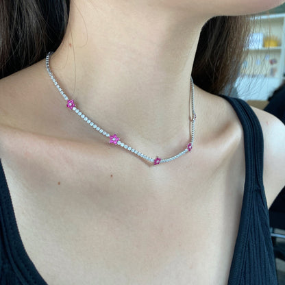 [LUCKY LOVE]Luxurious Colorful Flower Tennis Necklace