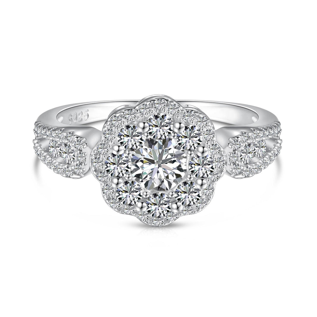 [LUCKY LOVE]Delicate Colorful Round Cut Flower Shape Wedding Ring