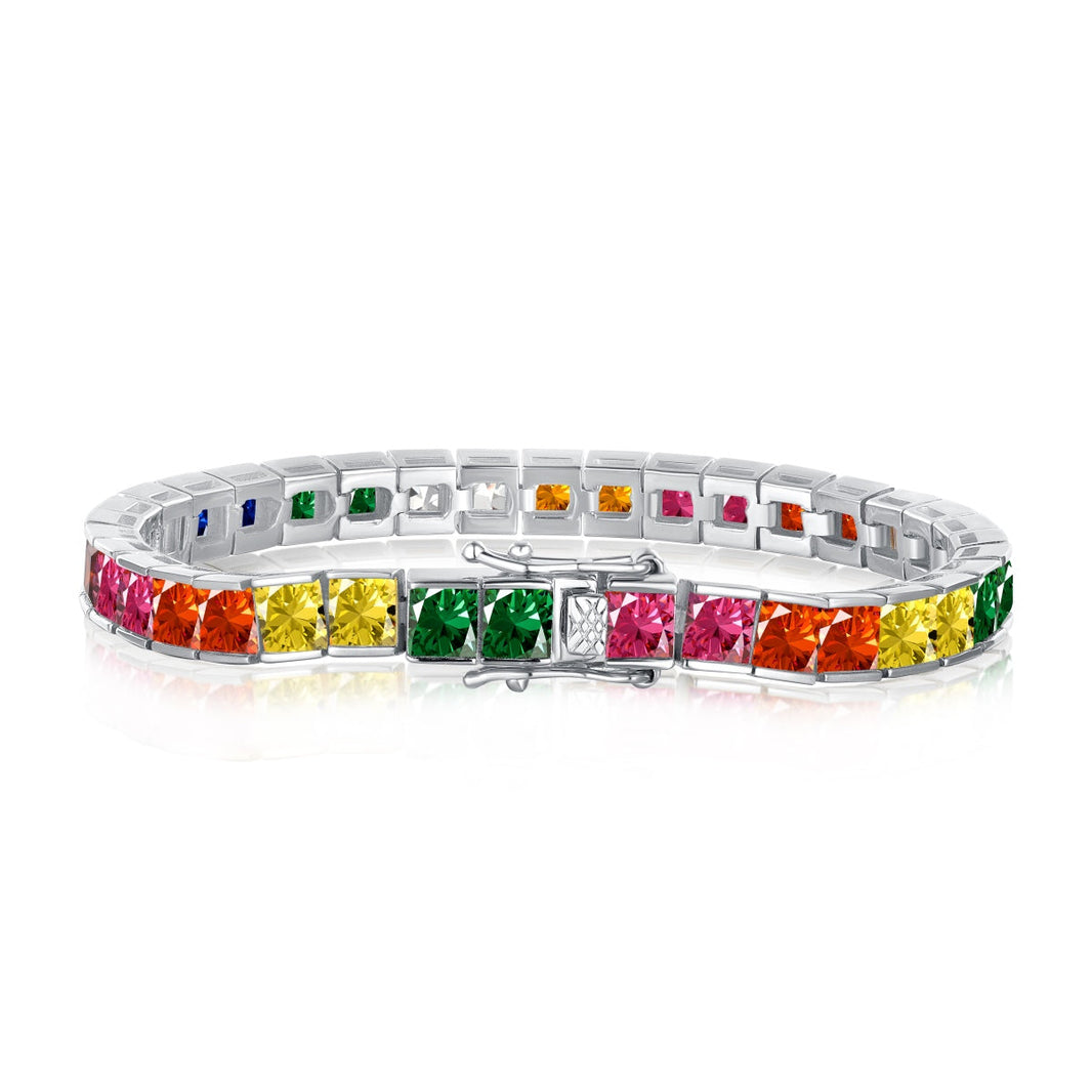 [LUCKY LOVE]Radiant Colorful Princess Cut Tennis Bracelet
