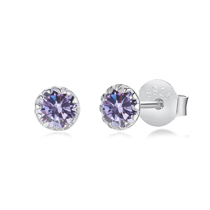 [LUCKY LOVE]Sparkling Colorful Round Shape Earrings