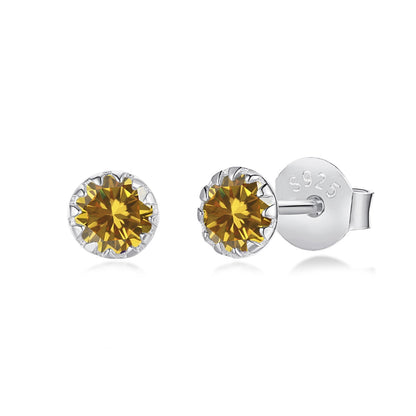 [LUCKY LOVE]Sparkling Colorful Round Shape Earrings