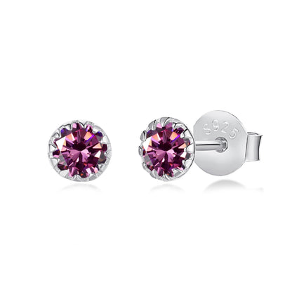 [LUCKY LOVE]Sparkling Colorful Round Shape Earrings