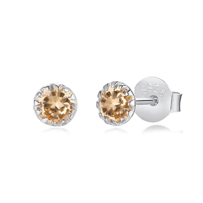 [LUCKY LOVE]Sparkling Colorful Round Shape Earrings