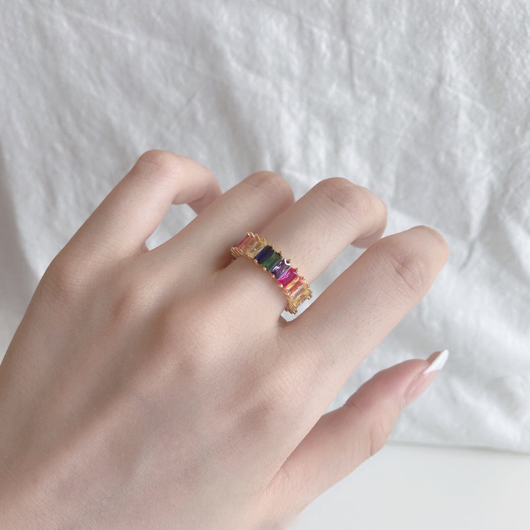 [LUCKY LOVE]Unique Colorful Radiant Cut RIng