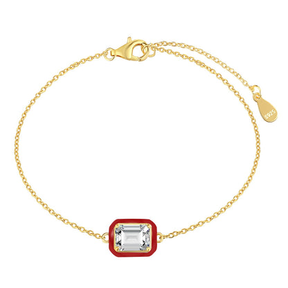 [LUCKY LOVE]2.0 Carat Sparkling Colorful Emerald Cut Daily Bracelet