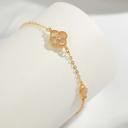 [LUCKY LOVE]Delicate Four Leaf Clover Bracelet