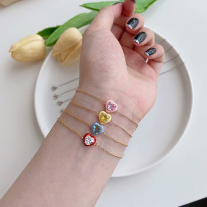 [LUCKY LOVE]Sparkling Romantic Heart Shape Lover Bracelet