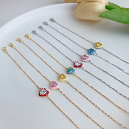 [LUCKY LOVE]Sparkling Romantic Heart Shape Lover Bracelet