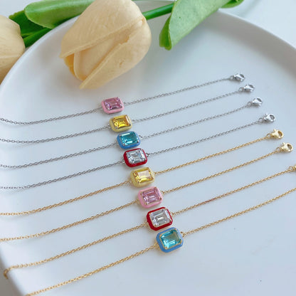 [LUCKY LOVE]2.0 Carat Sparkling Colorful Emerald Cut Daily Bracelet