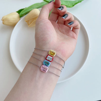 [LUCKY LOVE]2.0 Carat Sparkling Colorful Emerald Cut Daily Bracelet