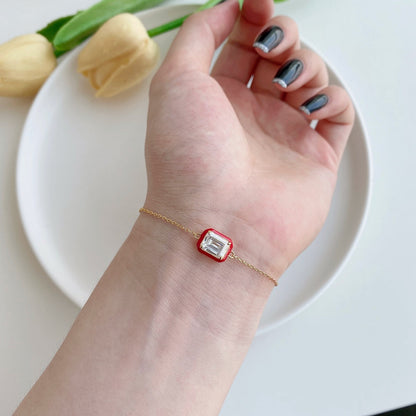 [LUCKY LOVE]2.0 Carat Sparkling Colorful Emerald Cut Daily Bracelet