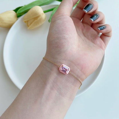 [LUCKY LOVE]2.0 Carat Sparkling Colorful Emerald Cut Daily Bracelet