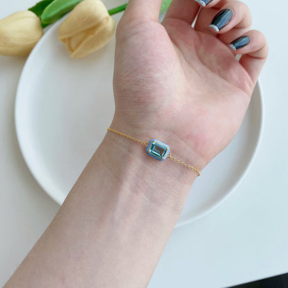 [LUCKY LOVE]2.0 Carat Sparkling Colorful Emerald Cut Daily Bracelet