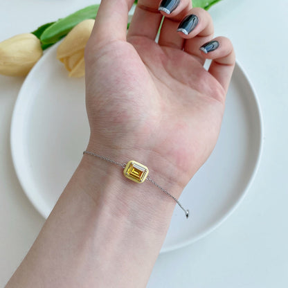 [LUCKY LOVE]2.0 Carat Sparkling Colorful Emerald Cut Daily Bracelet