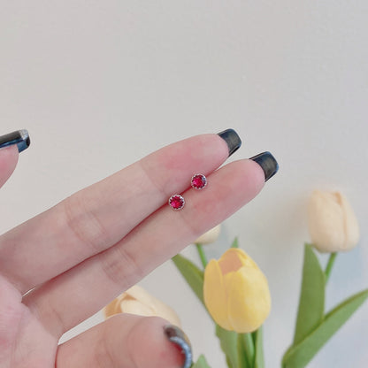[LUCKY LOVE]Sparkling Colorful Round Shape Earrings