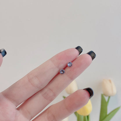[LUCKY LOVE]Sparkling Colorful Round Shape Earrings