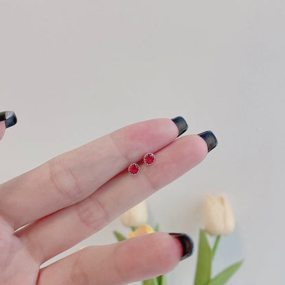 [LUCKY LOVE]Sparkling Colorful Round Shape Earrings