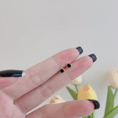[LUCKY LOVE]Sparkling Colorful Round Shape Earrings